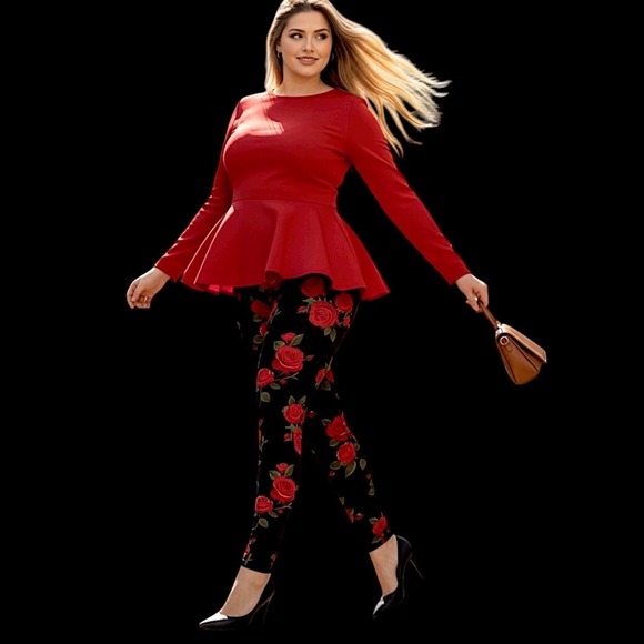 TORRID Roses Print Full Length Leggings w/Pockets NWT Size 3X - Picture 4 of 13